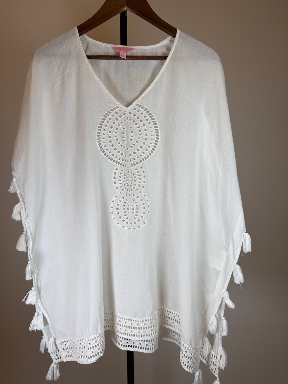 Lilly Pulitzer White Cotton Crochet Tassel Cover-Up | Size S/M